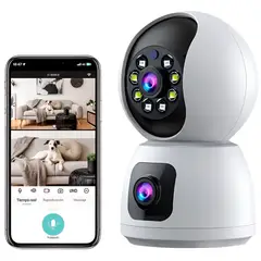 GENERICO - Cámara De Seguridad Doble Lente Ip Wifi Interior App Icsee