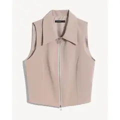 SEVEN SEVEN - Chaleco Con Cierre Frontal Para Mujer Taupe