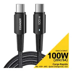 AMERICAN GENERICS - Cable Tipo C Essager 100W 5A Carga Rápida 2m Universal Nilon Trensado