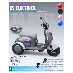 BIKE HAND - Triciclo Eléctrico 350W 3 Velocidades Bluetooth NFC 40km