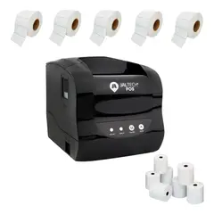 JALTECH - Impresora Pos 2 En 1 Recibos Y Etiquetas + Rollos