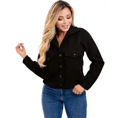 FG STORE - Chaqueta Paño Mujer Corta Negra