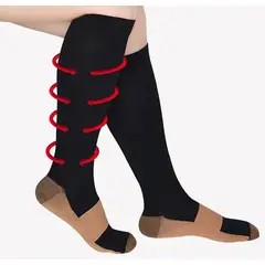 GENERAL - Medias de compresion negro café COMPOSICION 97% NYLON 3% SPANDEX