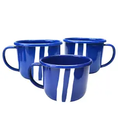 MACUIRA - Mug Taza Esmaltada Para Acampar 20 Onzas Set X 3 Azul