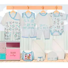 BABY KDS - Set primera muda 11 piezas glotoncitos - azul