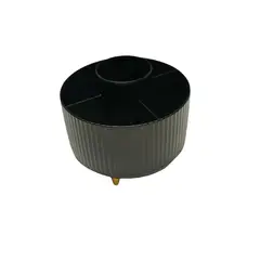 DISTRIONLINE - Organizador de Maquillaje Redondo Negro y Dorado con Compartimentos