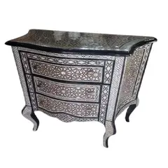 ITALIANA - Mueble Boulle Egipcio Tallado En Madera Oleo Y Nacar