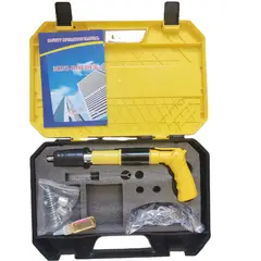 GENERICO - Pistola Remachadora Profesional Neumática Obsequio 20 Clavos Fulminantes Amarilla