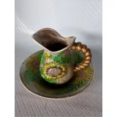 USA - Aguamanil Antiguo Ceramica Mexicana Y Oleo De Girasoles