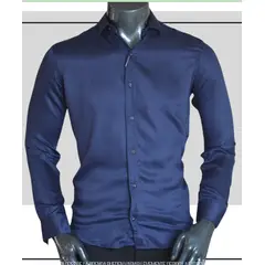 ABC - Camisas De Vestir Seda Brillante Satinada De Lujo Para Hombre botones