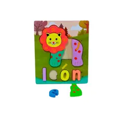 GENERICO - Rompecabezas Animales Con Palabra Didáctico Leon