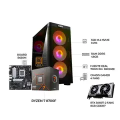 AMD - COMPUTADOR GAMER RYZEN 7 8700F+ RTX 5060TI 8GB+ RAM 48GB SSD 1,5TB+ BOARD B650M