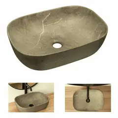 GENERICO - Lavamanos Blanco Vessel Coal Pierre 45 X 32 X 13 Gris Beige