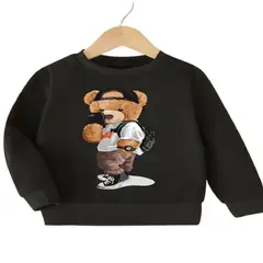100 - Sueter Negro con Estampado de Oso