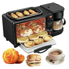 OEM - Mini Horno Cafetera Parrilla 3 En 1 Maquina Desayuno Cocina