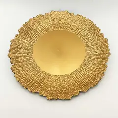 BURICA - PLATO BASE RD 33CM BORDE CORTEZA DORADO