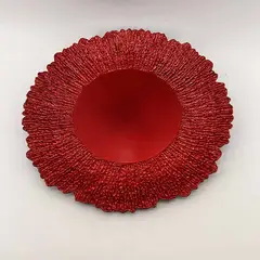 BURICA - PLATO BASE RD 33CM BORDE CORTEZA ROJO