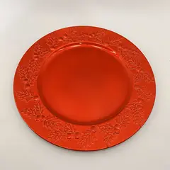 BURICA - PLATO BASE 33CM BORDE HOJA HOLLY ROJO