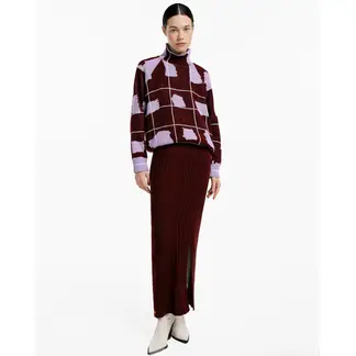 MAGLIONE - Sweater Tartán Lila Mujer Cuello Tortuga Oversized