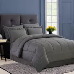 GENERICO - Edredon Tipo Plumón - Cama Doble Gris Oscuro