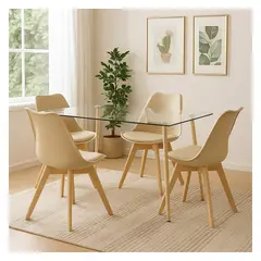 HIGH CLASS - Juego de Comedor 4 Puestos Rectangular Hydrus
