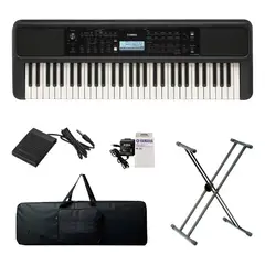 YAMAHA - Teclado Organeta Psr-e383 Adaptador+base+pedal+forro