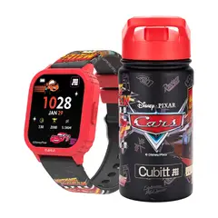 CUBITT - Combo De Niños Smartwatch + Termo Disney Jr X Cars Red