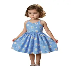100 - Vestido De Margaritas Color Azul