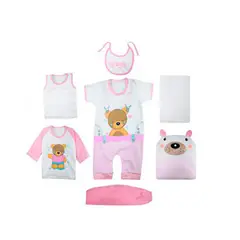 BABY KDS - Set primera muda 7 piezas glotoncitos - rosado