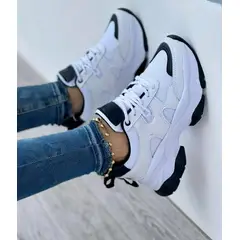 NACIONAL - Tenis Blanco Negro Dama Zapatillas Zapatos Mujer Lindos Moda Casual
