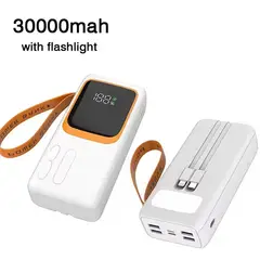GENERICO - Power Bank Pzx Capacidad De 30000mah Con Cables Integrados