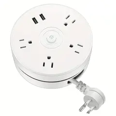 GENERICO - Extensión Eléctrica Multitoma 4+2 Puertos Usb Retractil