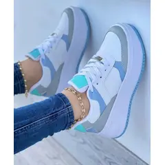 NACIONAL - Tenis Gris Celeste Dama Zapatillas Zapatos Mujer Lindos Moda Casual
