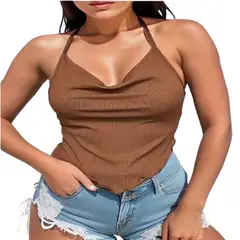 100 - Blusa de Tiras Color Café Claro