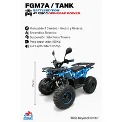 BIKE HAND - Cuatrimoto 125cc TANK 4T 3 Cambios Encendido Eléctrico Azul