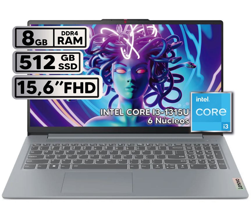 PORTÁTIL IDEAPAD SLIM 3 15IRU8 INTEL CORE I3-1315U 8GB RAM 512GB SSD 15.6" FHD