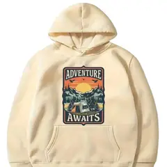 100 - Sueter Beige De Capota Adventure Awaits