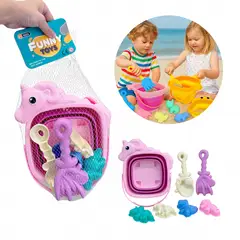 MULTIPLACE COLOMBIA - Set de Juguetes de Playa para Niños con Balde Plegable y Moldes