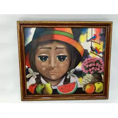 SIN ETIQUETAS - Cuadro Bodegon Niña Campesina Oleo Sobre Lienzo Firmado