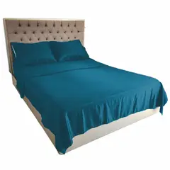 GENERICO - Sabanas Cama King 200 x 200 unicolor azul polialgodon - Negro / Negro / King