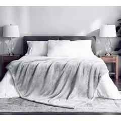 SIRENITAS - Cobija térmica sherpa 2.40x2m Cama Doble o 2 plazas Gris perla