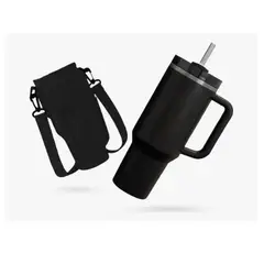 INNOVA - Termo Acero Inoxidable 40oz Con Funda Porta Termo Ajustable Black