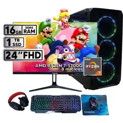 COMPUMAX - PC GAMER AMD RYZEN 7-5700G 16GB RAM 1TB SSD MONITOR 24