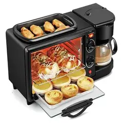 SOKANY - Horno Eléctrico 3 En 1 Cafetera - Plancha/tostador - Horno Color Negro