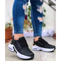 HACHE SHOES - Tenis Negro Dama Zapatillas Zapatos Mujer Lindos Moda Casual