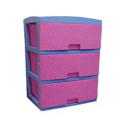 COLPLAST - Practimueble Grande X 3 Rattan Azul Celeste - Rosado