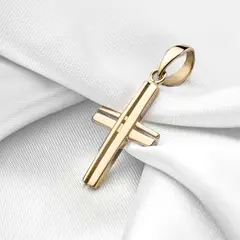 GLEAM GOLD - Dije Charm Unisex Cruz Calada En Oro Laminado 18 Kilates