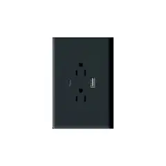GENERICO - Toma Doble con Puertos USB Tipo A y C integrados Negra