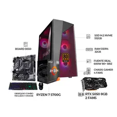 AMD - COMPUTADOR GAMER RYZEN 7 5700G + RTX 5050 8GB + B550 WIFI + RAM 32GB + SSD 512GB