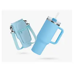 INNOVA - Termo Acero Inoxidable 40oz Con Funda Porta Termo Ajustable Azul